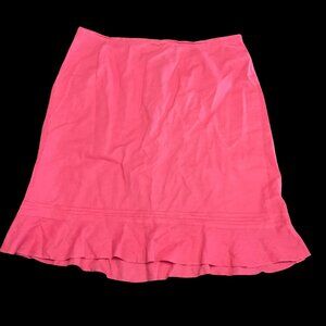 Pink Linen Skirt w/ Ruffle Hem